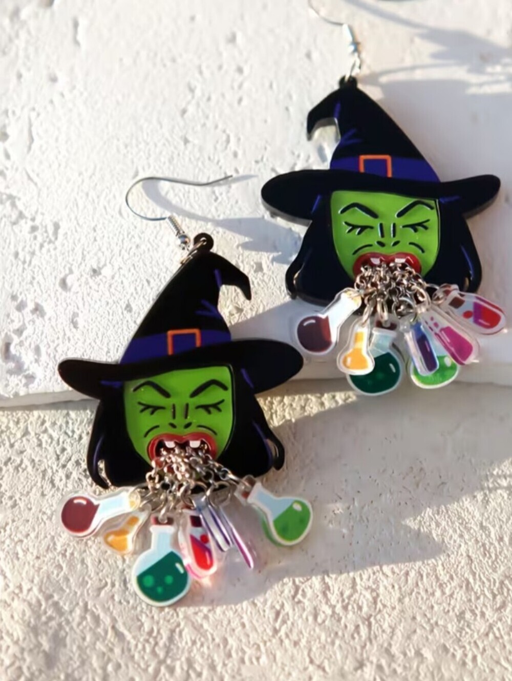 Hand Crafted Green Witch Potion Dangle Earrings